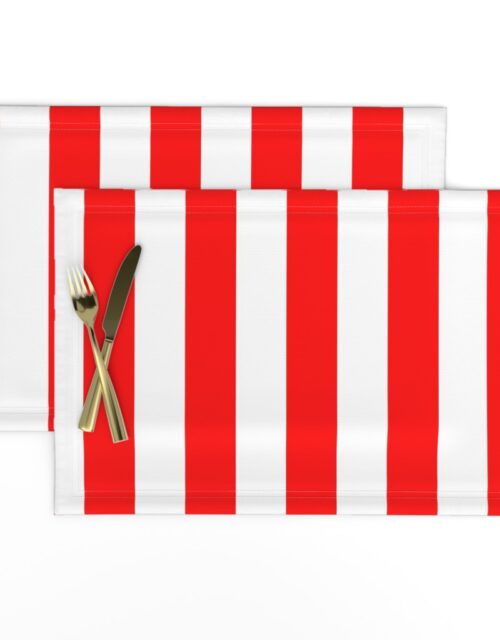 Red and White Wide 2-inch Cabana Tent Vertical Stripes Placemats