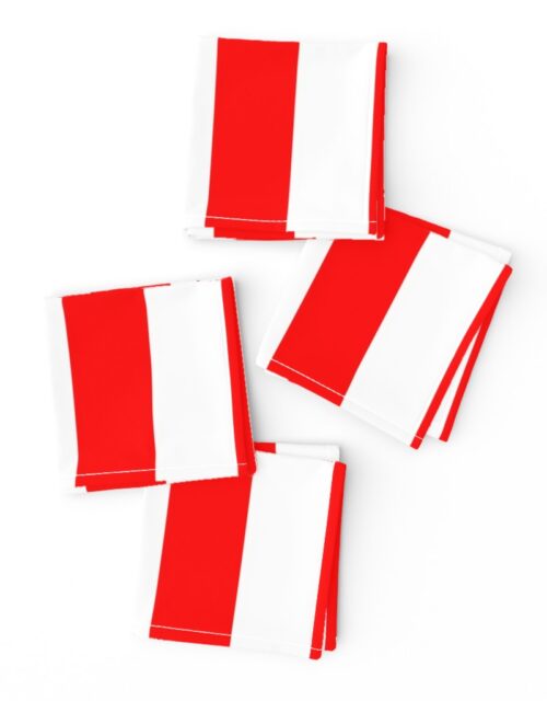 Red and White Wide 2-inch Cabana Tent Vertical Stripes Cocktail Napkins