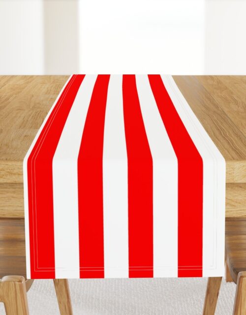 Red and White Wide 2-inch Cabana Tent Vertical Stripes Table Runner