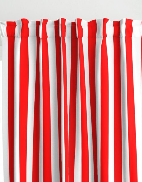 Red and White Wide 2-inch Cabana Tent Vertical Stripes Curtains