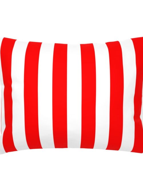 Red and White Wide 2-inch Cabana Tent Vertical Stripes Standard Pillow Sham