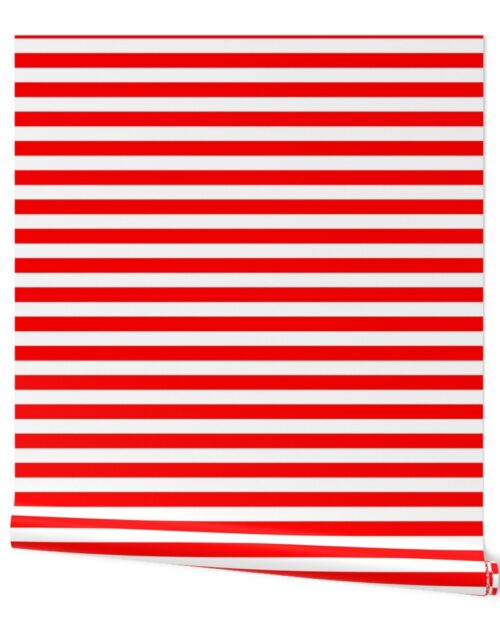 Red and White ¾ inch Deck Chair Horizontal Stripes Wallpaper