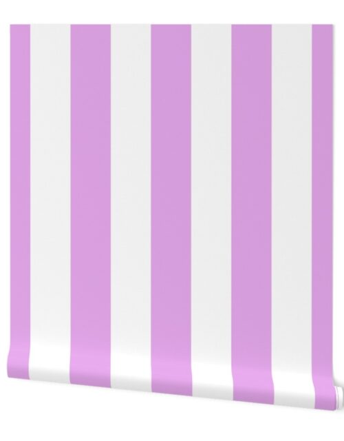 Blush Pink and White Jumbo 3-inch Circus Big Top Vertical Stripes Wallpaper