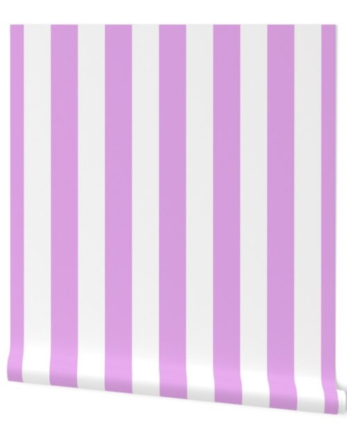 Blush Pink and White Wide 2-inch Cabana Tent Vertical Stripes Wallpaper