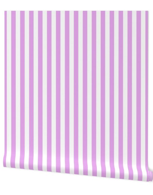 Blush Pink and White ¾ inch Deck Chair Vertical Stripes Wallpaper