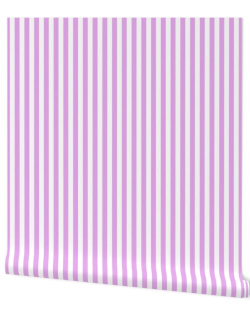 Blush Pink and White ½ inch Picnic Vertical Stripes Wallpaper