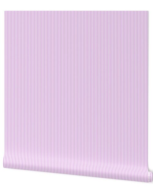 Blush Pink and White 1/8-inch Thin Pencil Vertical Stripes Wallpaper