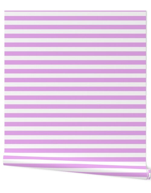 Blush Pink and White ¾ inch Deck Chair Horizontal Stripes Wallpaper