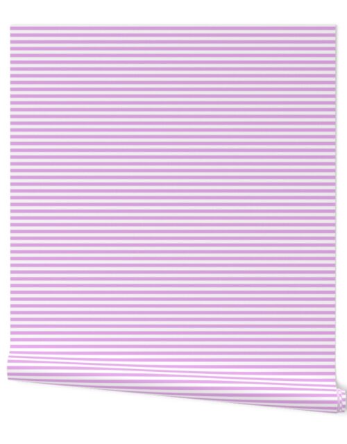 Blush Pink and White ¼ inch Sailor Horizontal Stripes Wallpaper