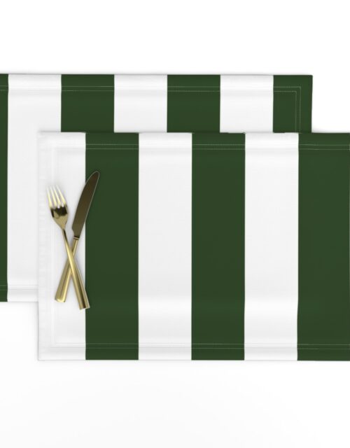 Forest Green and White Jumbo 3-inch Circus Big Top Vertical Stripes Placemats