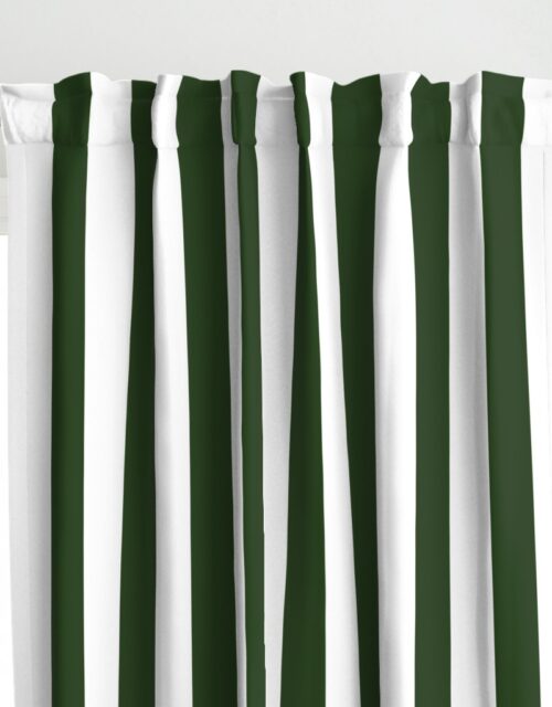 Forest Green and White Jumbo 3-inch Circus Big Top Vertical Stripes Curtains