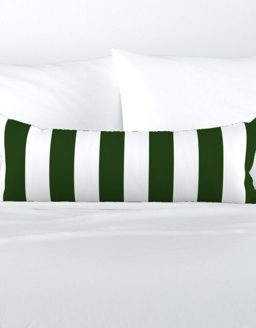 Forest Green and White Jumbo 3-inch Circus Big Top Vertical Stripes Extra Long Lumbar Pillow