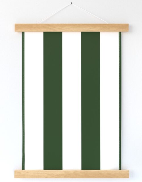 Forest Green and White Jumbo 3-inch Circus Big Top Vertical Stripes Wall Hanging