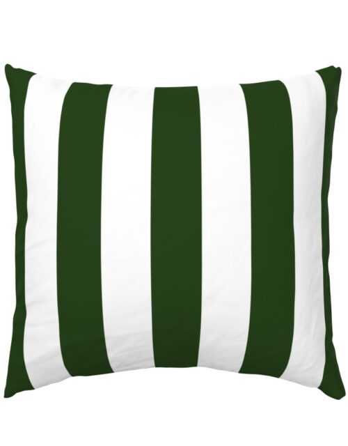 Forest Green and White Jumbo 3-inch Circus Big Top Vertical Stripes Euro Pillow Sham