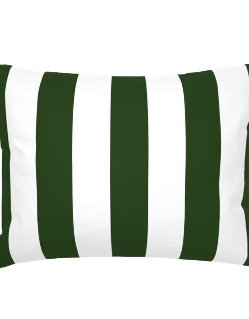 Forest Green and White Jumbo 3-inch Circus Big Top Vertical Stripes Standard Pillow Sham