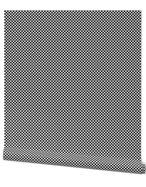 Black and White Checkerboard 1/4 inch-Check Wallpaper