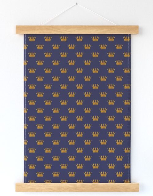 Mini Gold Crowns on Royal Blue Wall Hanging