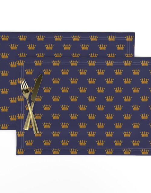 Mini Gold Crowns on Royal Blue Placemats