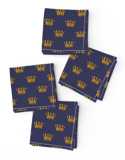 Mini Gold Crowns on Royal Blue Cocktail Napkins