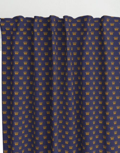 Mini Gold Crowns on Royal Blue Curtains