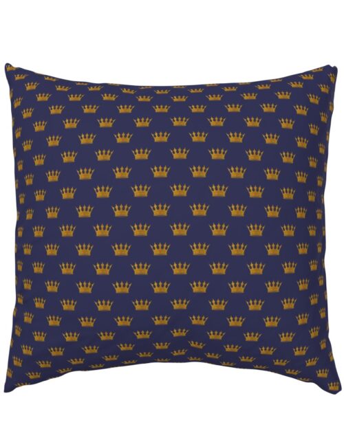Mini Gold Crowns on Royal Blue Euro Pillow Sham
