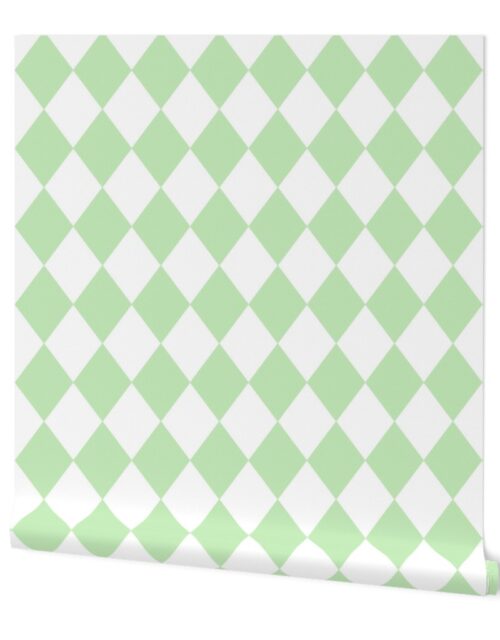 Spearmint Mint Green Diamond Pattern Wallpaper