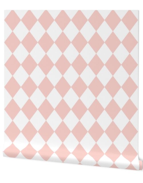 Pink Rosebud Diamond Pattern Wallpaper