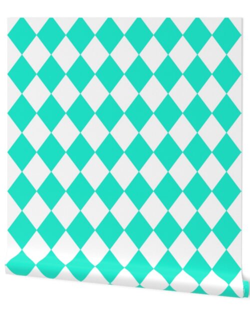 Aqua Gift Box Blue Small Modern Diamond Pattern Wallpaper