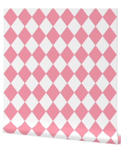 Petal Pink Modern Diamond Pattern Wallpaper