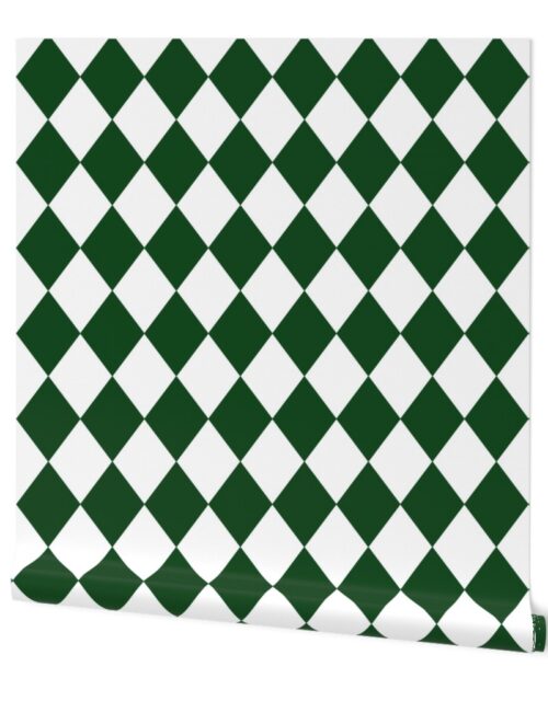 Hunter Green Modern Diamond Pattern Wallpaper