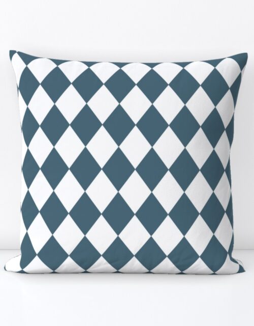 Bluestone Blue Small Modern Diamond Pattern Square Throw Pillow