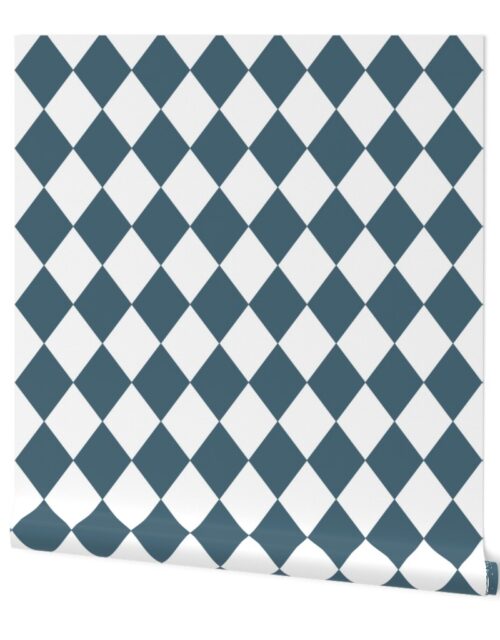 Bluestone Blue Small Modern Diamond Pattern Wallpaper