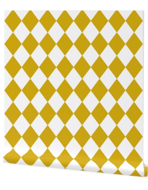 Antique Moss Yellow Modern Diamond Pattern Wallpaper