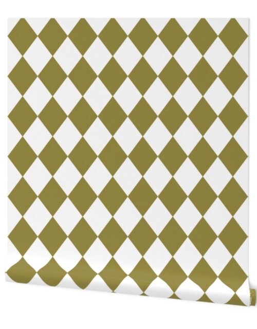 Green Olive Modern Diamond Pattern Wallpaper
