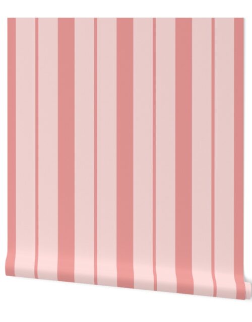 Pink and Rose Pink Café Stripe Vertical Pattern Wallpaper