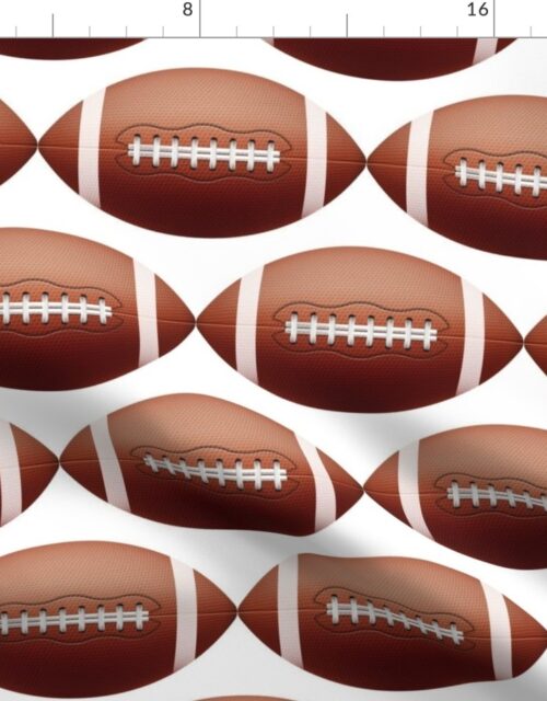 8 inch Gridiron American Pigskin Football with Lacing and Stitching on White Background Fabric