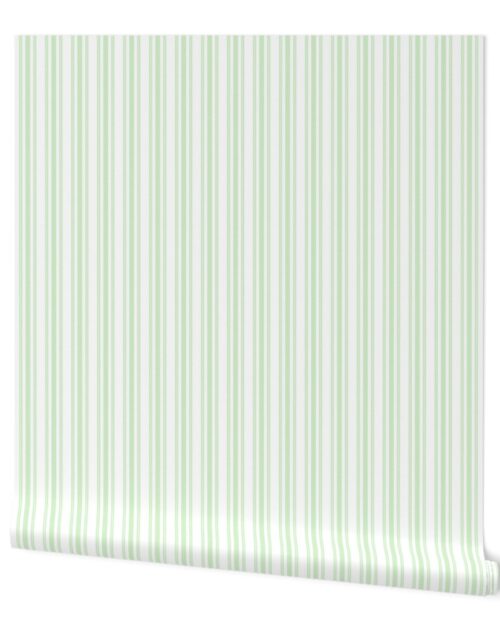 Classic Small Spearmint Mint Pastel Green French Mattress Ticking Double Stripes Wallpaper