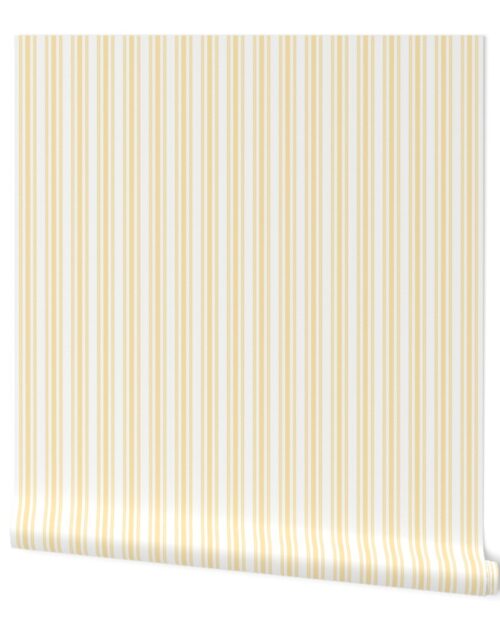 Trendy Large Buttercup Yellow Pastel Butter French Mattress Ticking Double Stripes Wallpaper