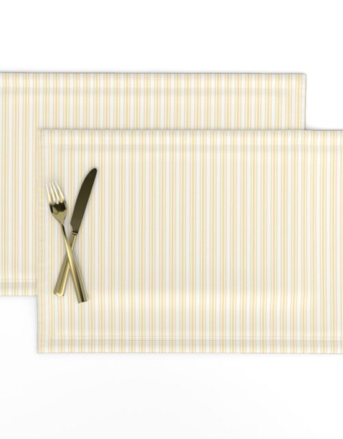 Classic Small Buttercup Yellow Pastel Butter French Mattress Ticking Double Stripes Placemats