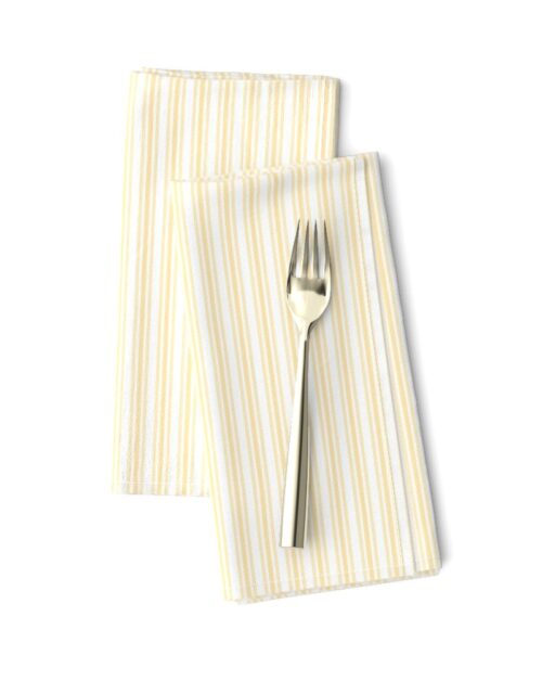 Classic Small Buttercup Yellow Pastel Butter French Mattress Ticking Double Stripes Dinner Napkins