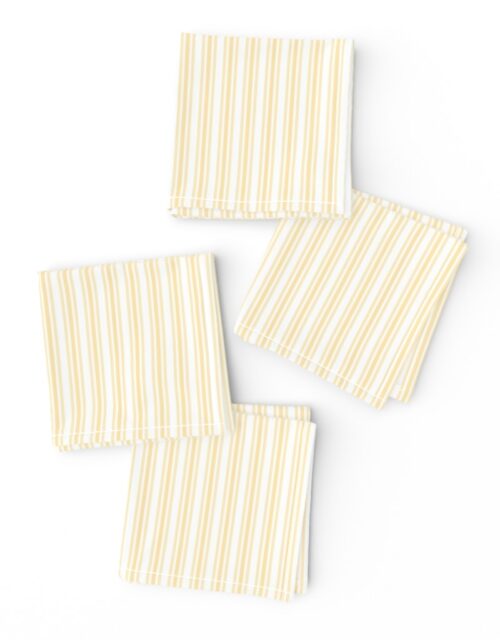 Classic Small Buttercup Yellow Pastel Butter French Mattress Ticking Double Stripes Cocktail Napkins