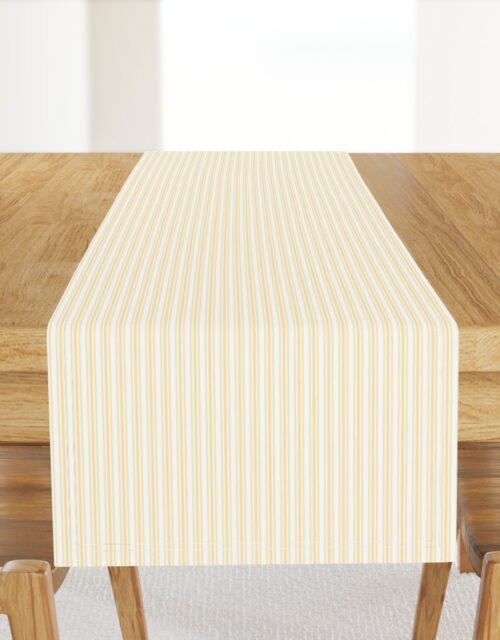 Classic Small Buttercup Yellow Pastel Butter French Mattress Ticking Double Stripes Table Runner