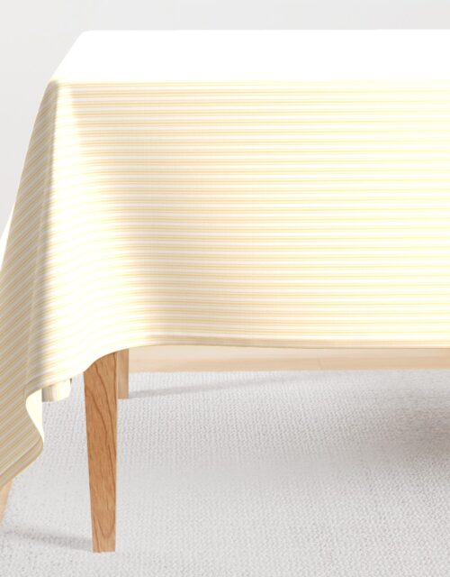 Classic Small Buttercup Yellow Pastel Butter French Mattress Ticking Double Stripes Rectangular Tablecloth