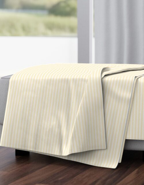 Classic Small Buttercup Yellow Pastel Butter French Mattress Ticking Double Stripes Throw Blanket