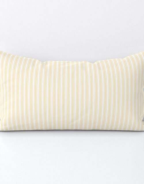 Classic Small Buttercup Yellow Pastel Butter French Mattress Ticking Double Stripes Lumbar Throw Pillow