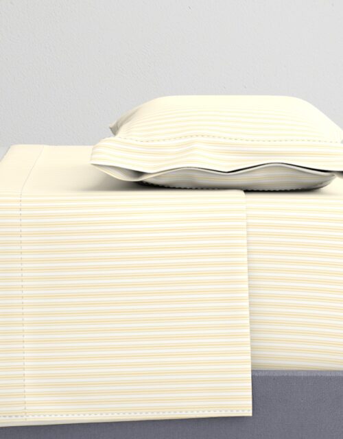 Classic Small Buttercup Yellow Pastel Butter French Mattress Ticking Double Stripes Sheet Set