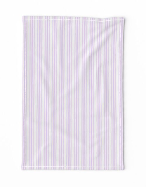 Trendy Large Orchid Lilac  Pastel Purple French Mattress Ticking Double Stripes Tea Towel