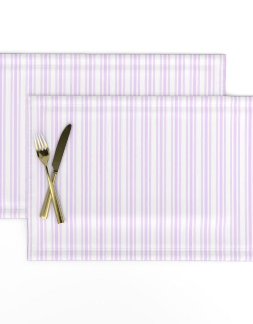 Trendy Large Orchid Lilac  Pastel Purple French Mattress Ticking Double Stripes Placemats