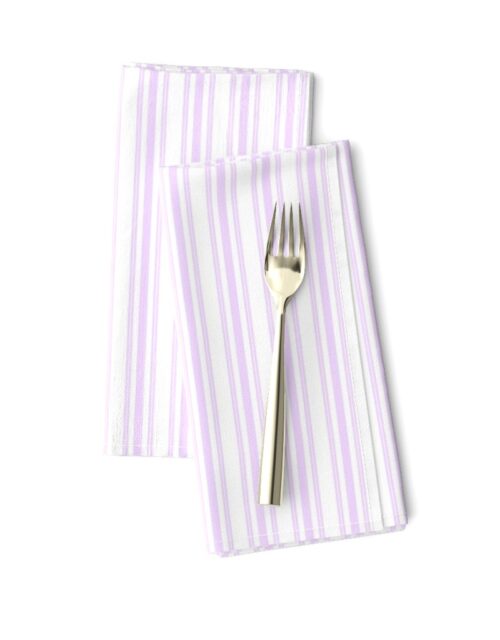 Trendy Large Orchid Lilac  Pastel Purple French Mattress Ticking Double Stripes Dinner Napkins