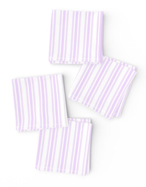 Trendy Large Orchid Lilac  Pastel Purple French Mattress Ticking Double Stripes Cocktail Napkins
